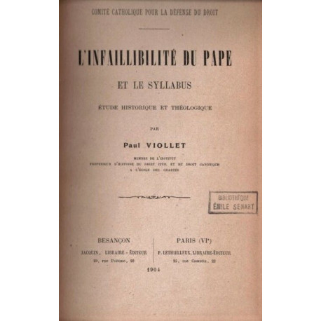 L'infaillibilité du Pape et le Syllabus