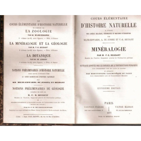 Cours élémentaire d'histoire naturelle à l'usage des lycées...