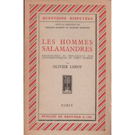 Les Hommes Salamandres - Recherches et Réflexions Sur...