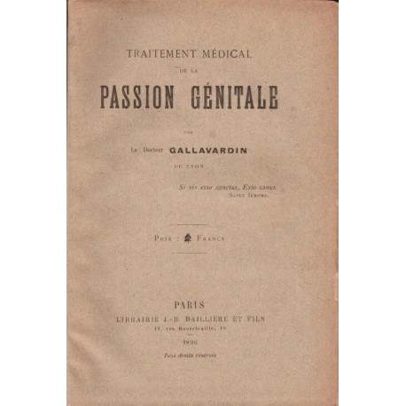 Traitement médical de la passion génitale