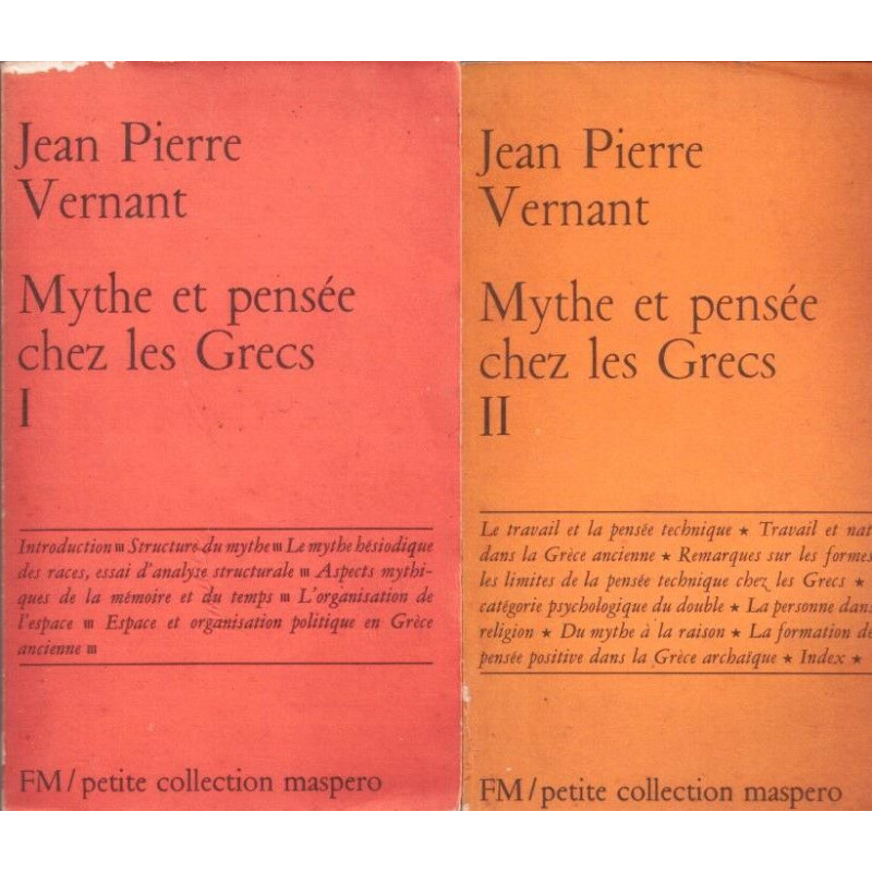 Mythe et pensée chez les Grecs vols 1 et 2
