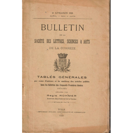 BULLETIN DE LA SOCIETE DES LETTRES SCIENCES et ARTS DE LA CORREZE