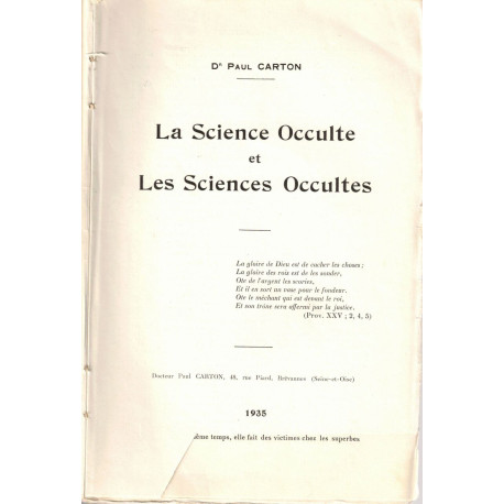 La Sience Occulte et les Sciences Occultes