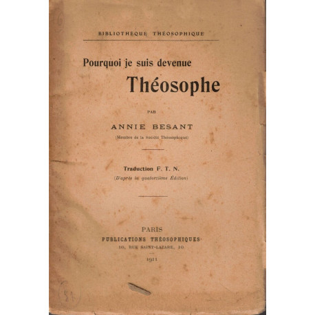 Pourquoi je suis devenue Théosophe