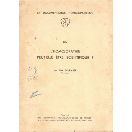 L'HOMÉOPATHIE PEUT-ELLE ÊTRE SCIENTIFIQUE