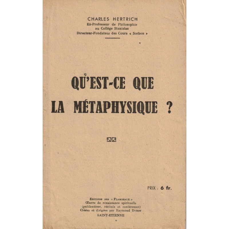 Qu'est-ce que la métaphysique